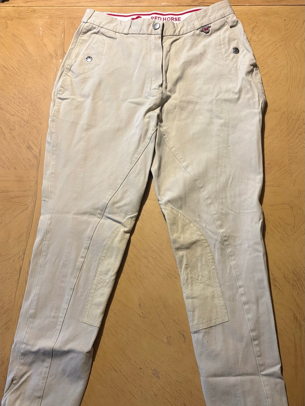 Red Horse Women’s Beige Equestrian Riding Breeches 28R Knee Patch Horse Pants